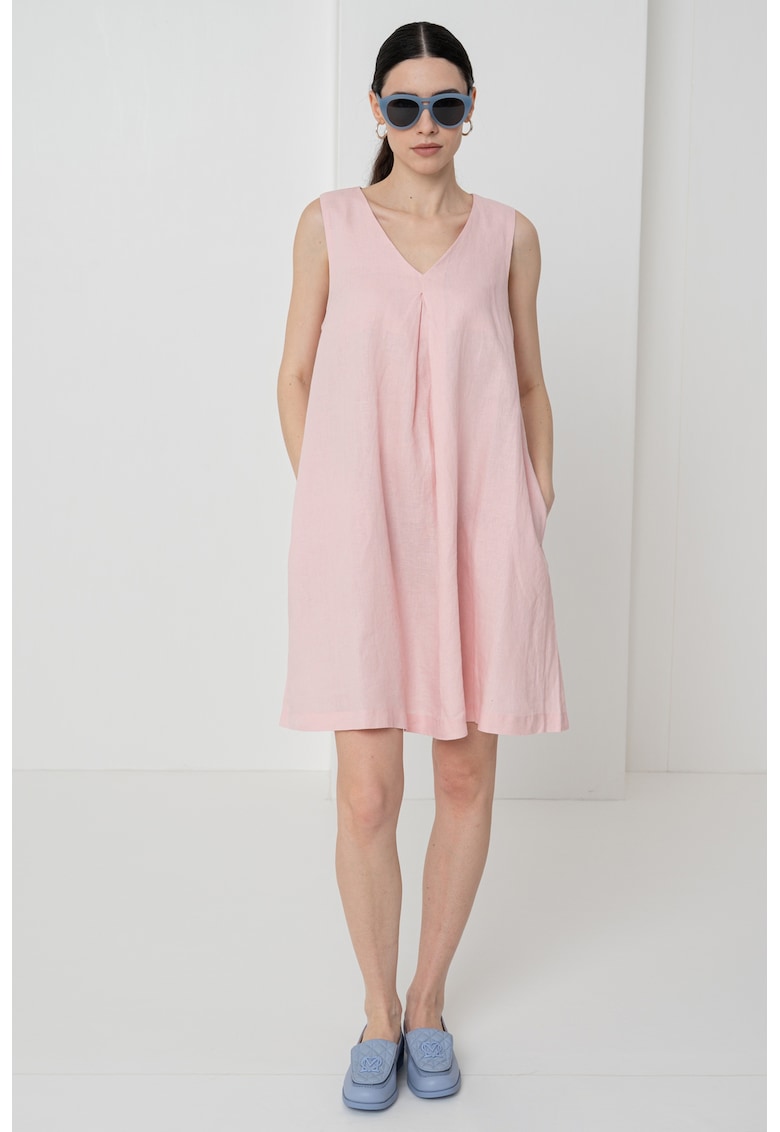 Ленена рокля с джобове встрани - Пастелнорозов United Colors of Benetton