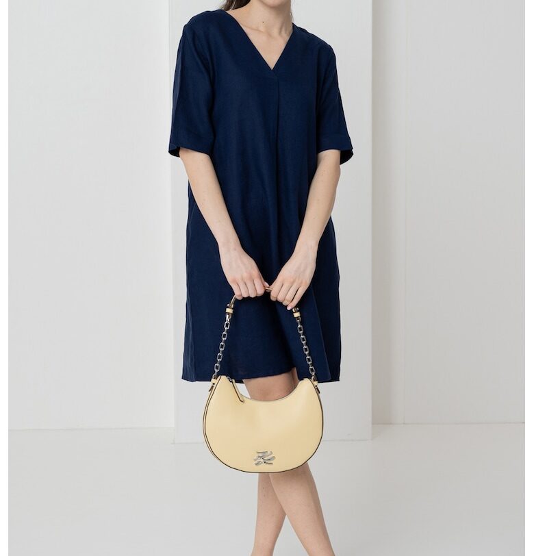 Ленена рокля с шпиц - Тъмносин United Colors of Benetton