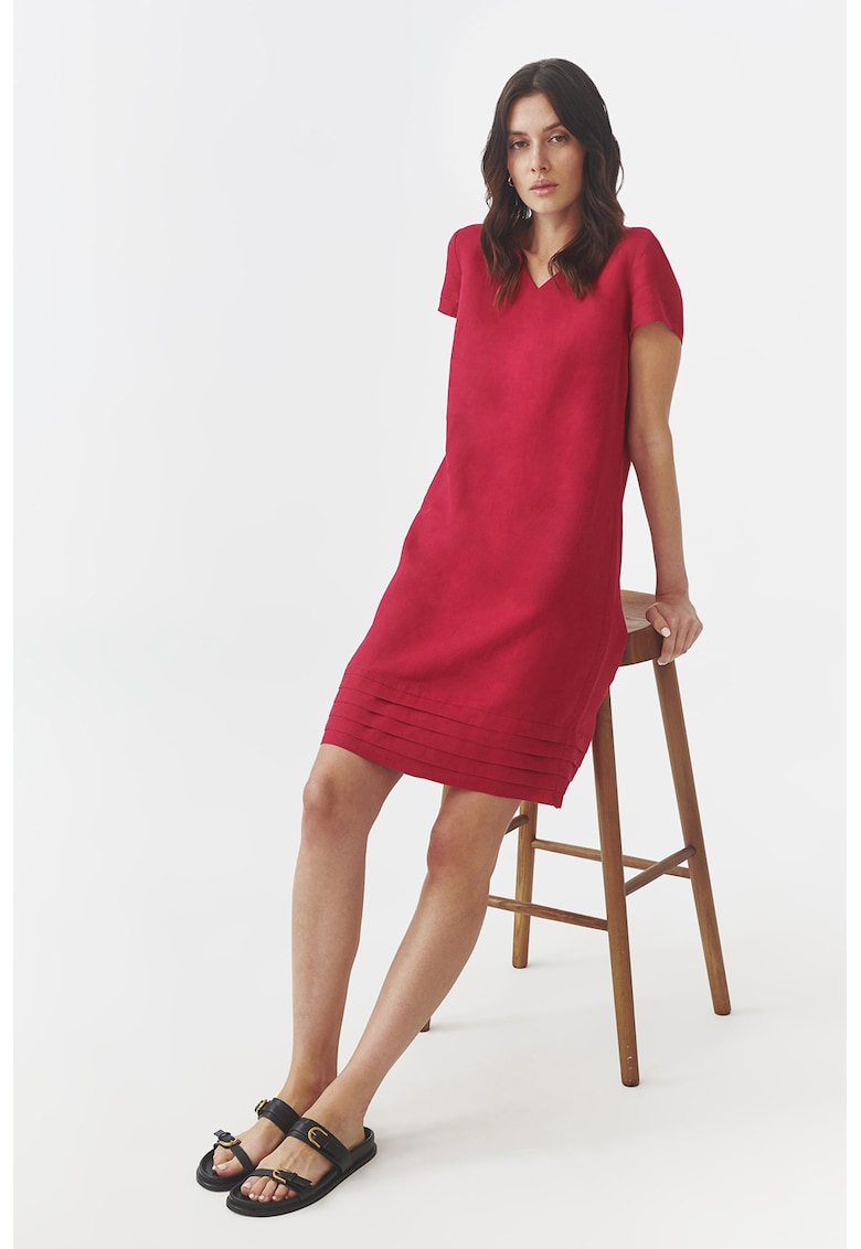 Ленена рокля с шпиц - Червен Tatuum