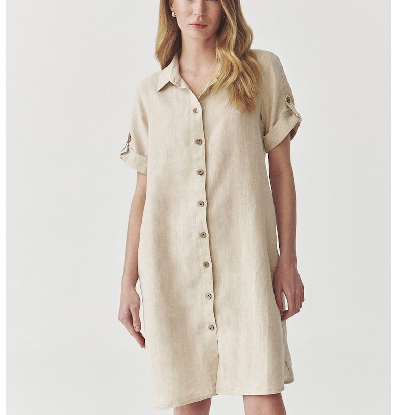 Ленена рокля тип риза Zalwa - Крем Tatuum