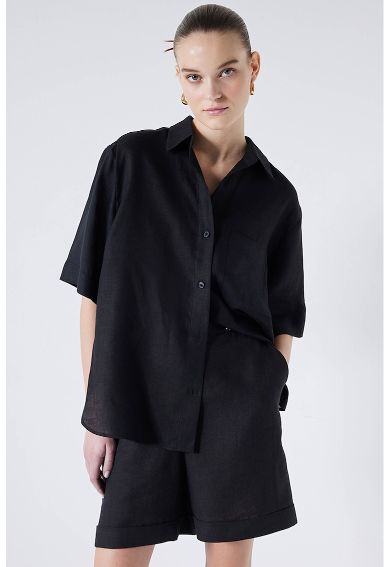 Ленена уголемена риза - Избеляло черно Ipekyol