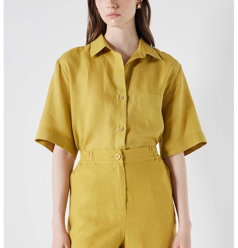 Ленена уголемена риза - Шафраново жълто Ipekyol