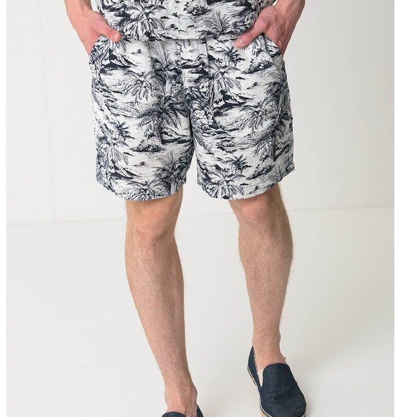 Ленени бермуди Mercer - Мръснобял/Тъмносин Tommy Hilfiger