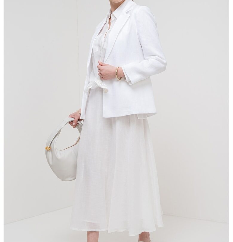 Ленено сако Dallas с раздвоен ревер - Бял Marella