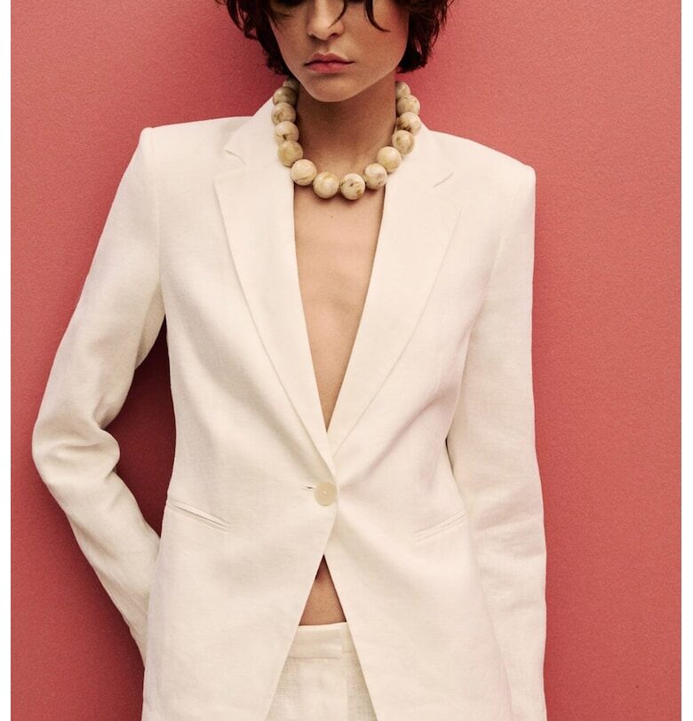 Ленено сако - Слонова кост Mango