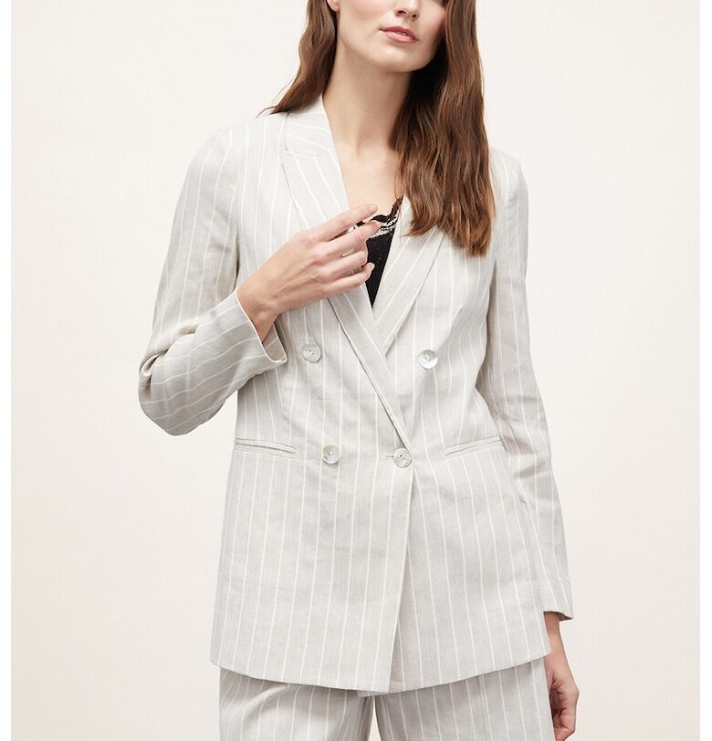 Ленено сако с райе и джобове Motivi