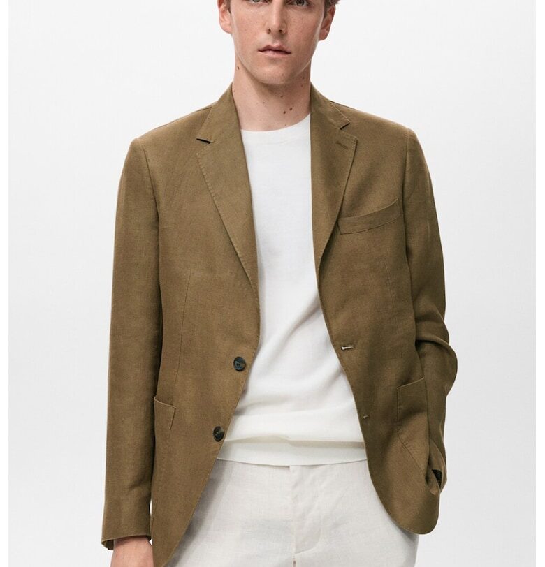 Ленено слим сако Salerno - Каки Mango