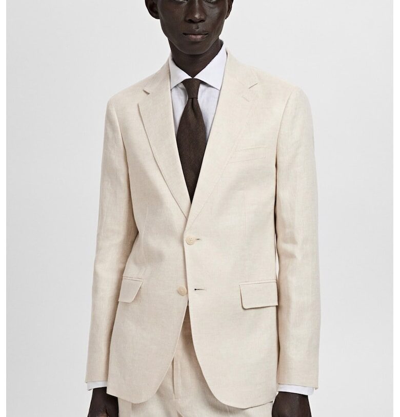 Ленено слим сако - Светло бежово Mango