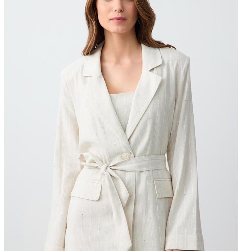 Ленено яке с раздвоен ревер - Светло сив JIMMY KEY