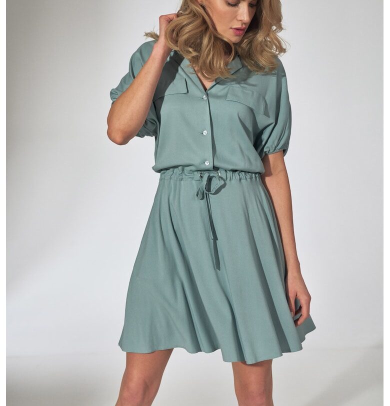 Лятна рокля -  M739 - къс ръкав - цвят мента - вискоза Figl