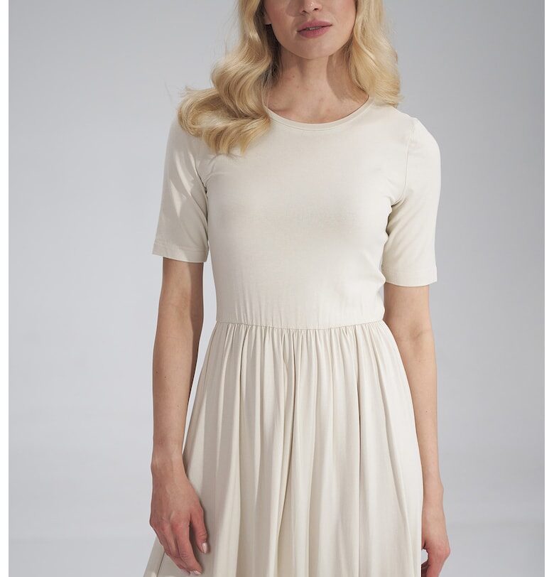 Лятна рокля -  M751 - бяла - вискоза - Figl