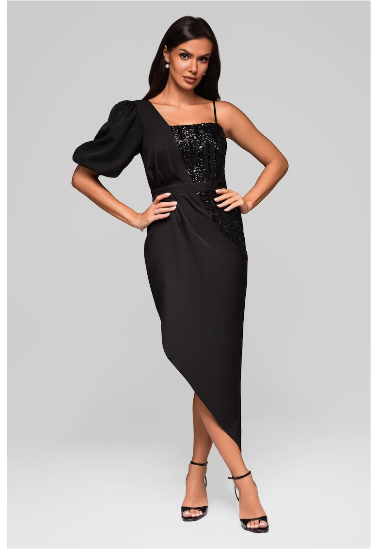 Макси асиметрична вечерна рокля LA-OM-DLR216 - Черен Larica