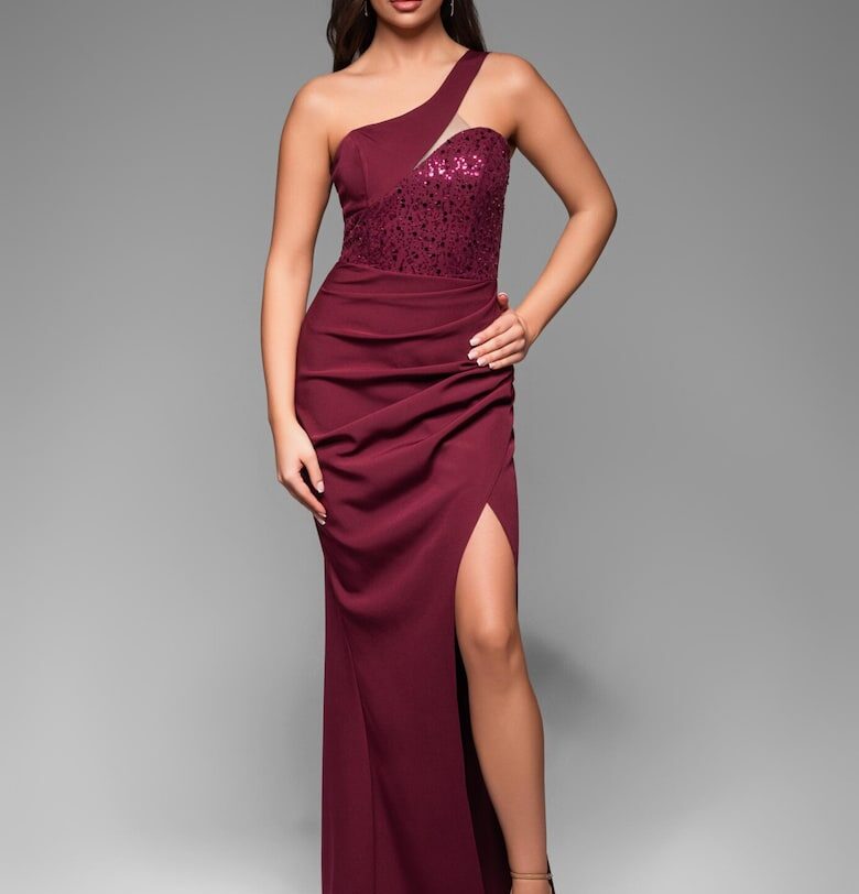 Макси вечерна рокля  LA-OM-DLR037 - Тъмночервен Larica