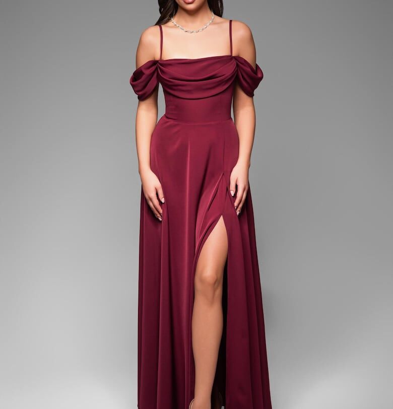 Макси вечерна рокля  LA-OM-DLR038 - Тъмночервен Larica