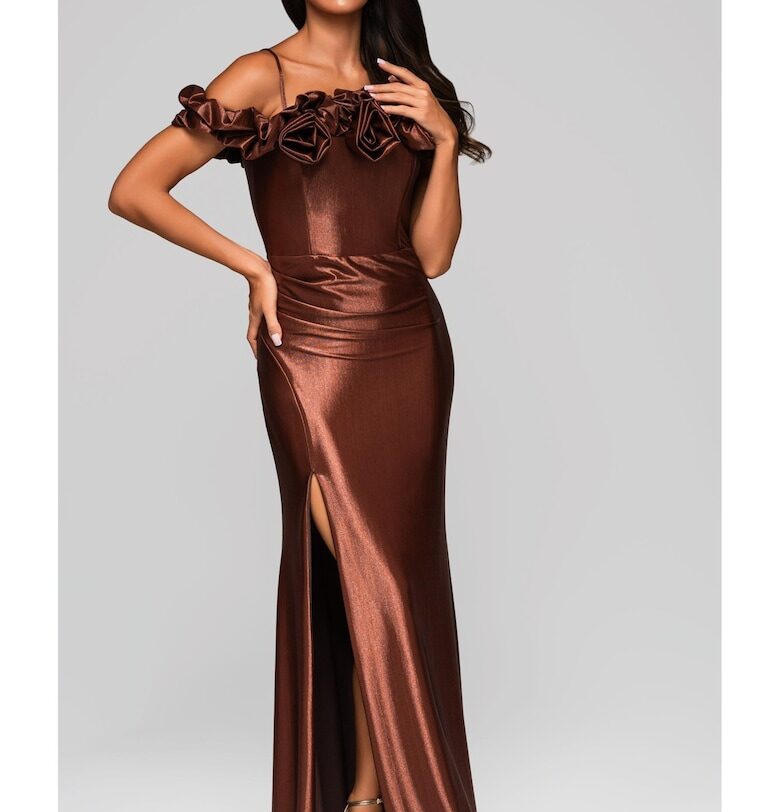 Макси вечерна рокля  LA-OM-DLR213 - Кафяв Larica