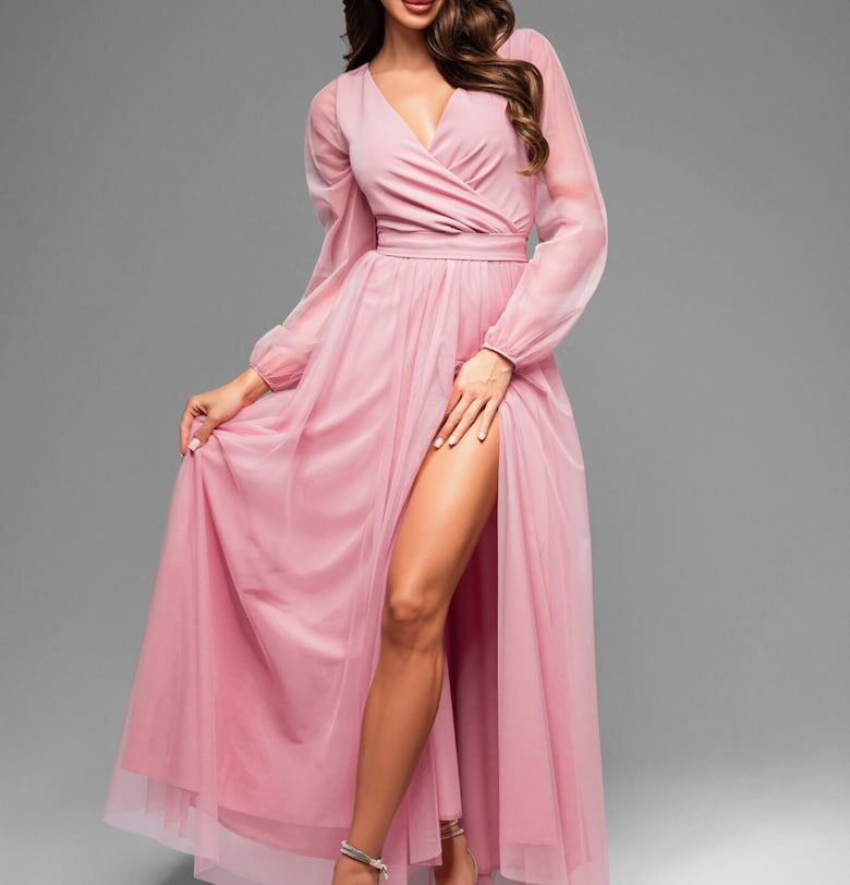 Макси вечерна рокля LACRICA LA-OM-DLR008 - Светлорозов Larica