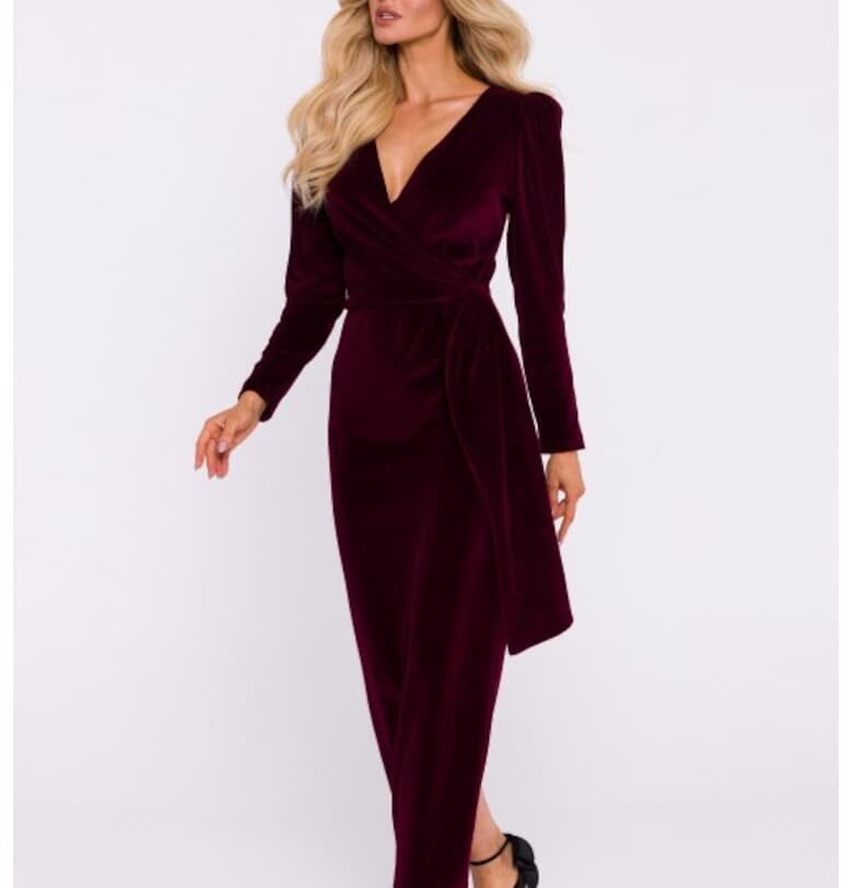 Макси вечерна рокля от велур  Бордо MOE