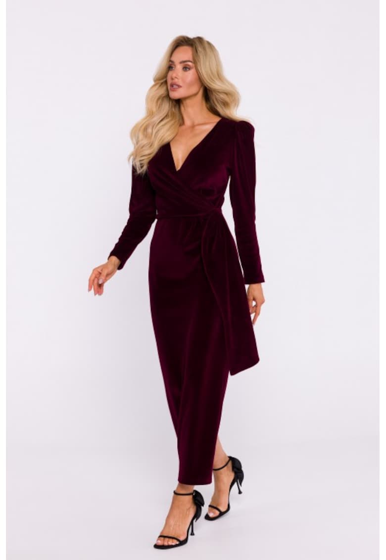 Макси вечерна рокля от велур Бордо MOE