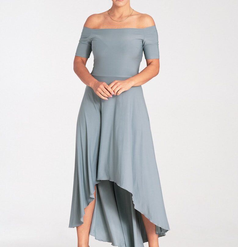 Макси вечерна рокля  сива - полиестер Figl