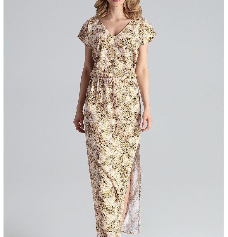 Макси рокля  M668 - бежова - 95% полиестер - 5% еластан Figl