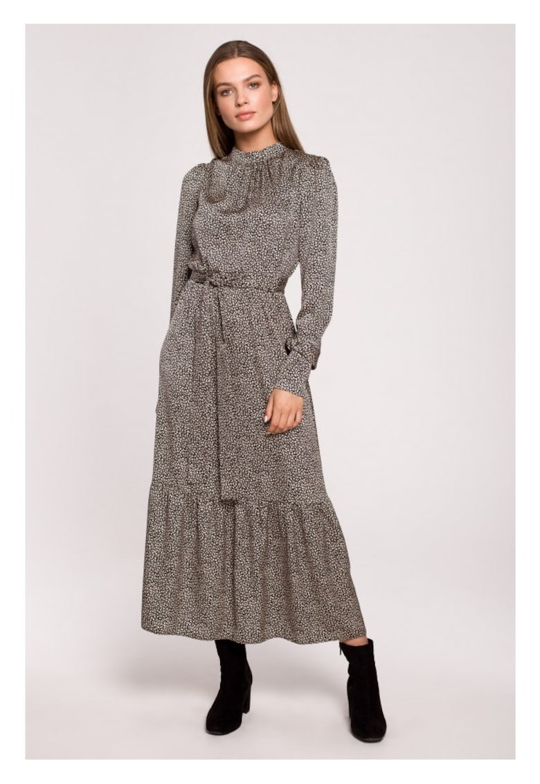 Макси рокля с волани - Сива - Многоцветен Stylove