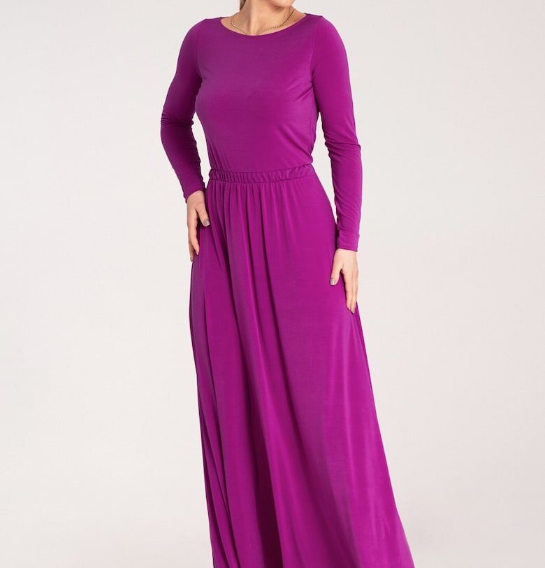 Макси рокля -  фуксия - дълъг ръкав - полиестер Figl