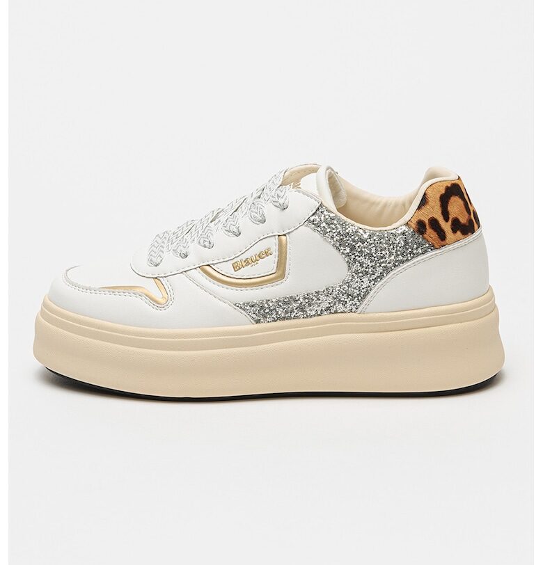 Маратонки Mery с брокат - Бял/Сребрист Blauer