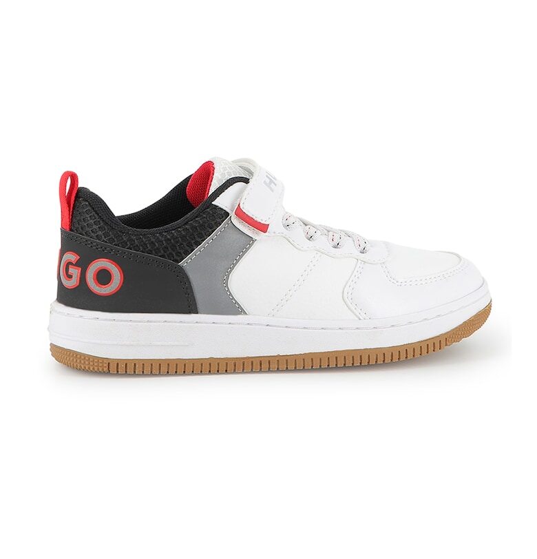 Маратонки от еко кожа - Бял/Черен/Пепеляво сиво HUGO