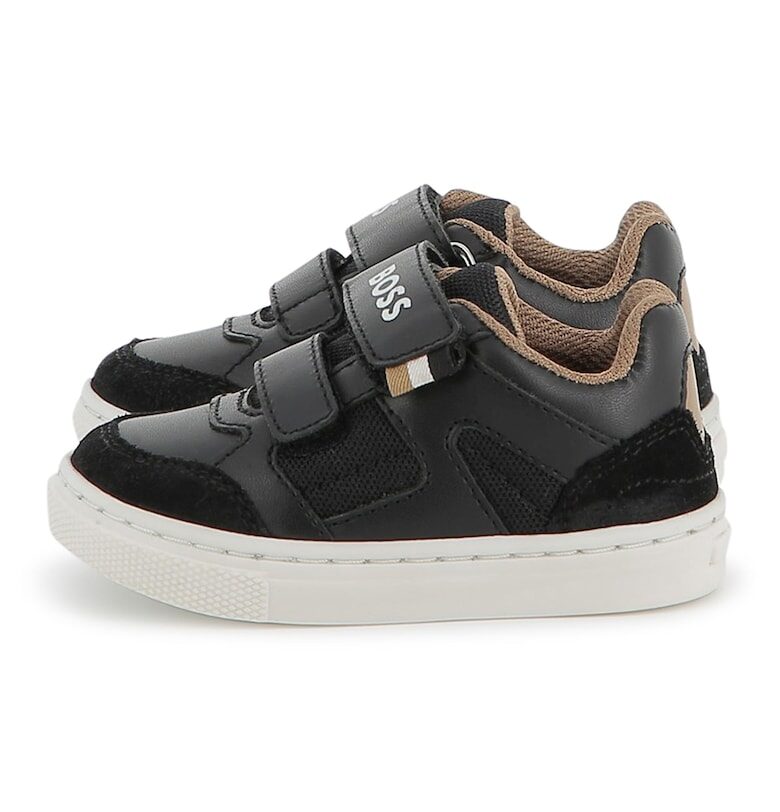 Маратонки от еко кожа с велкро - Черен BOSS Kidswear