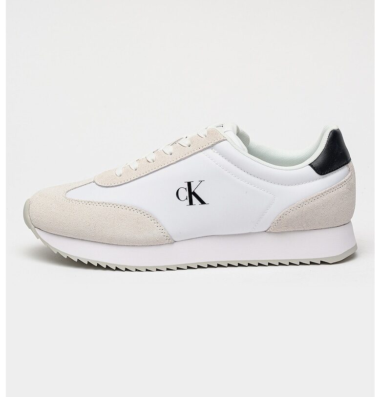 Маратонки под глезена Retro Runner с велур - Бял/Сив CALVIN KLEIN JEANS