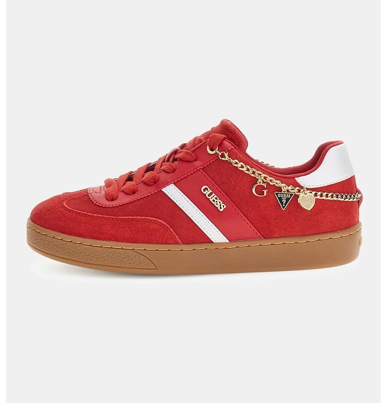 Маратонки с велур и еко кожа - Червен/Бял/Златист GUESS