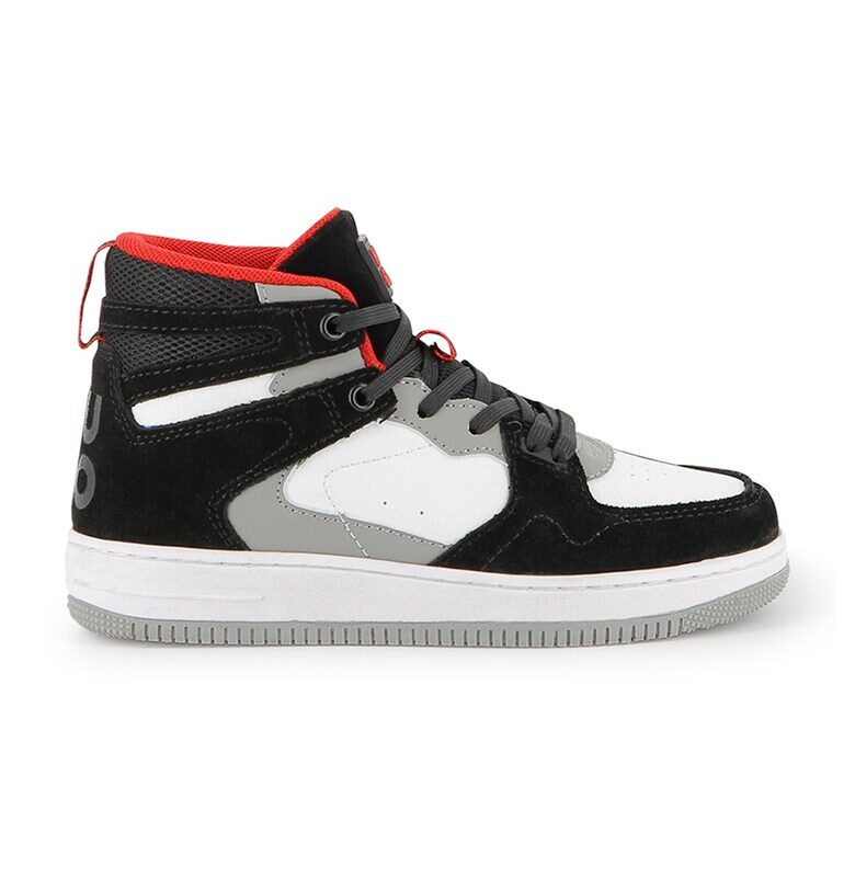 Маратонки с кожа - Бял/Черен/Пепеляво сиво HUGO