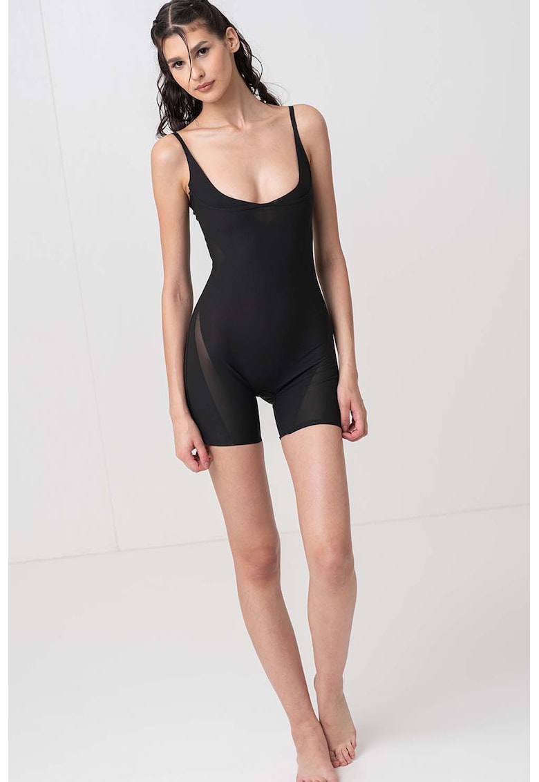Боди с оформящ ефект и прозрачни детайли - Черен - CALVIN KLEIN