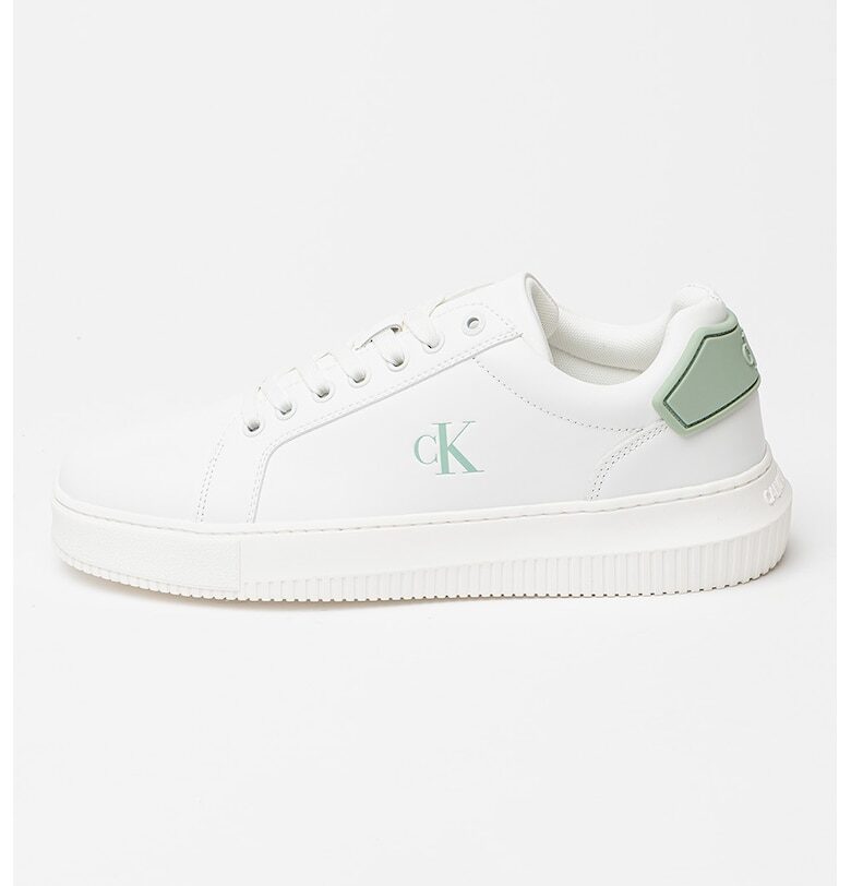 Масивни кожени спортни обувки - Мръснобял/Ментово зелено CALVIN KLEIN JEANS