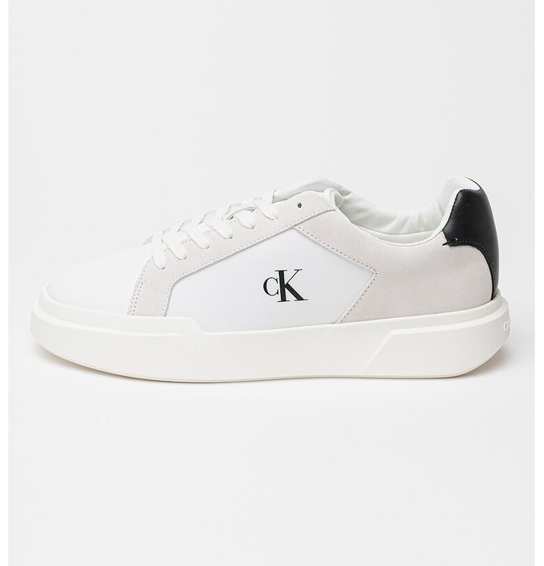 Масивни спортни обувки от велур и текстил с лого - Избеляло черно/Бял CALVIN KLEIN JEANS