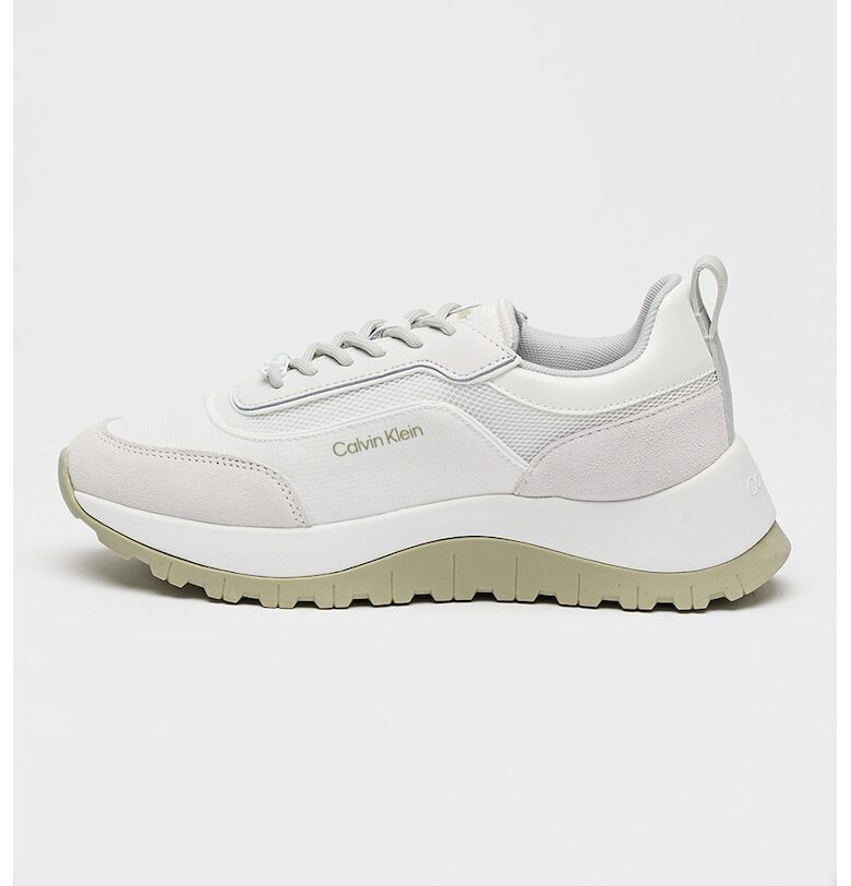 Масивни спортни обувки от кожа и мрежеста материя - Бял CALVIN KLEIN