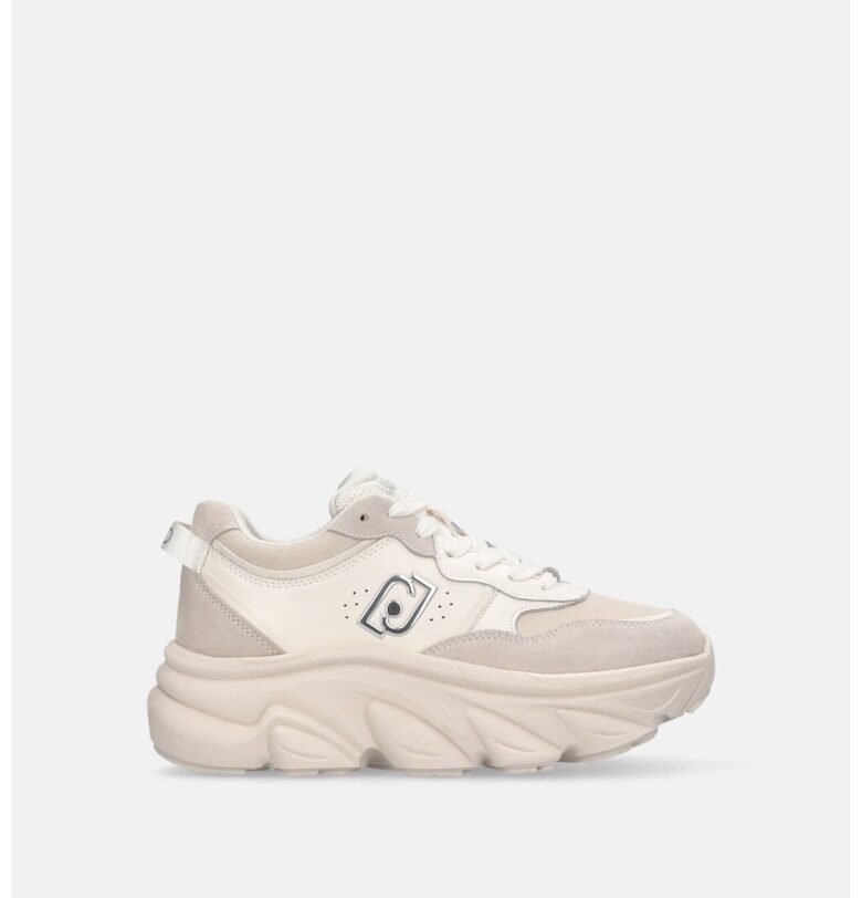 Масивни спортни обувки с велур и мрежести зони - Бял/Светло сив Liu Jo