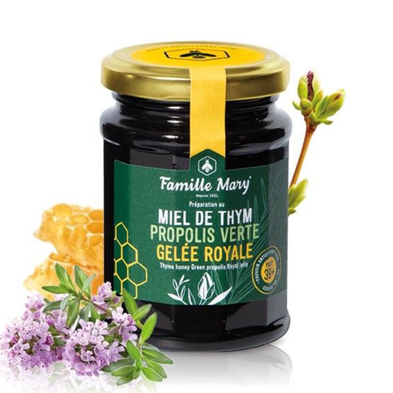 Мед от мащерка + пчелно млечице и стандартизиран зелен прополис PAOT® 39+ – Имунитет и гърло