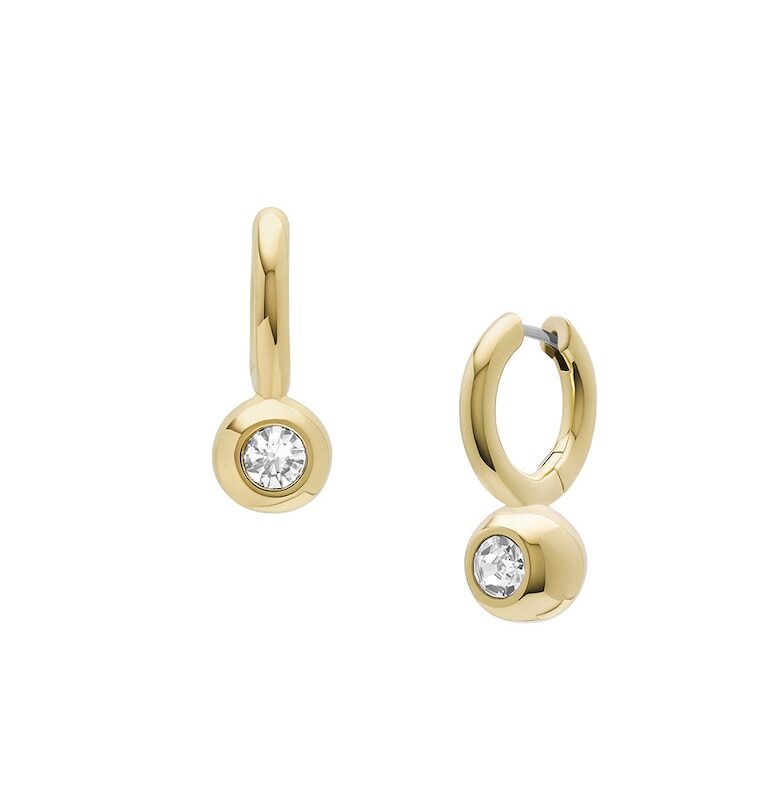 Месингови обеци с кристали - Златист Fossil