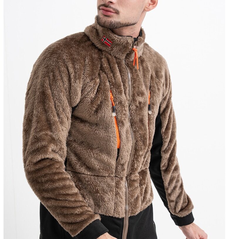 Мехест суитшърт Uliste с джобове - Сиво-кафяв Geo Norway