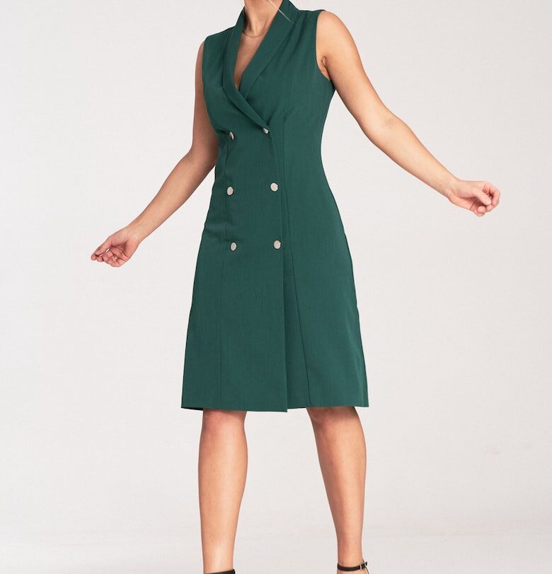 Миди блейзър рокля -  елегантна - зелена - полиестер Figl