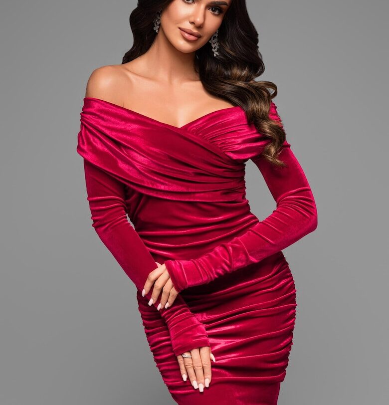 Миди вечерна рокля  LA-OM-DLR046 - Червен Larica