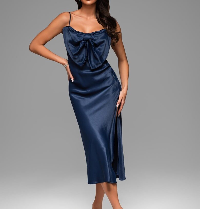 Миди вечерна рокля  LA-OM-DLR071 - Тъмносин Larica