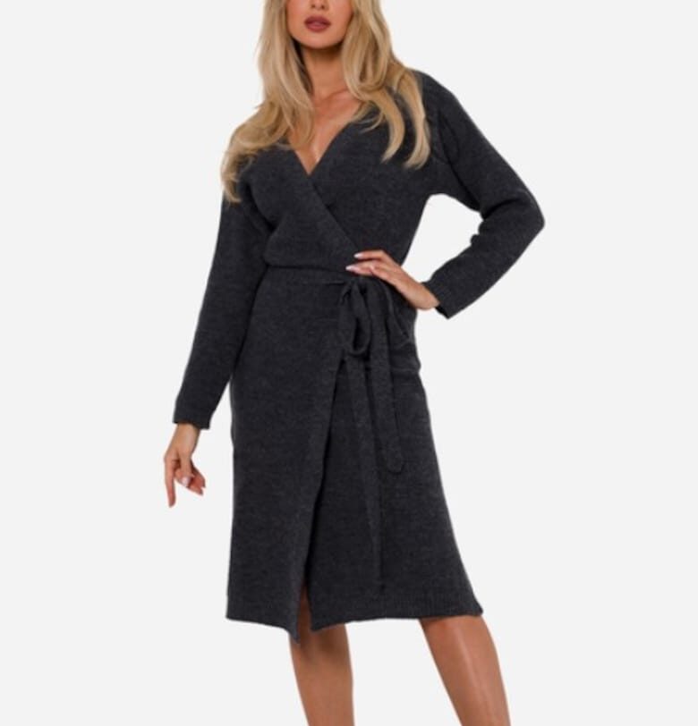 Миди пуловер рокля - акрил - тъмно сиво - OEM