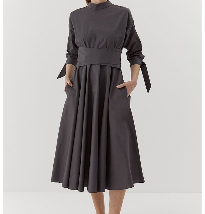 Миди рокля Audrey от органичен памук - Tъмносив IPANOMI