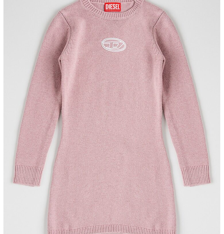 Миди рокля Dirmy с вълна и кашмир - Розова сьомга Diesel