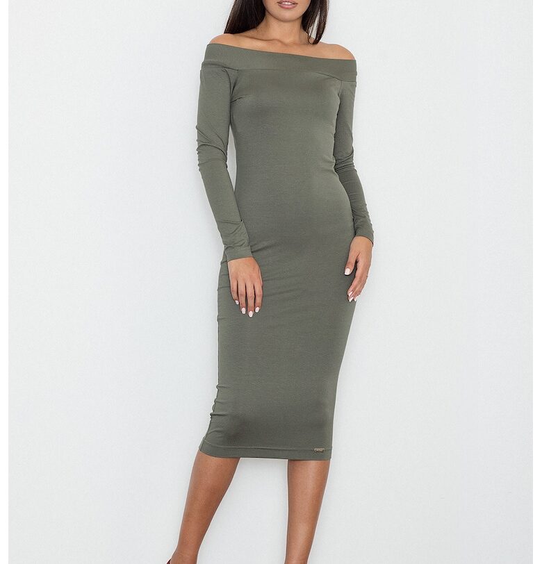 Миди рокля M558 -  зелена - вискоза Figl