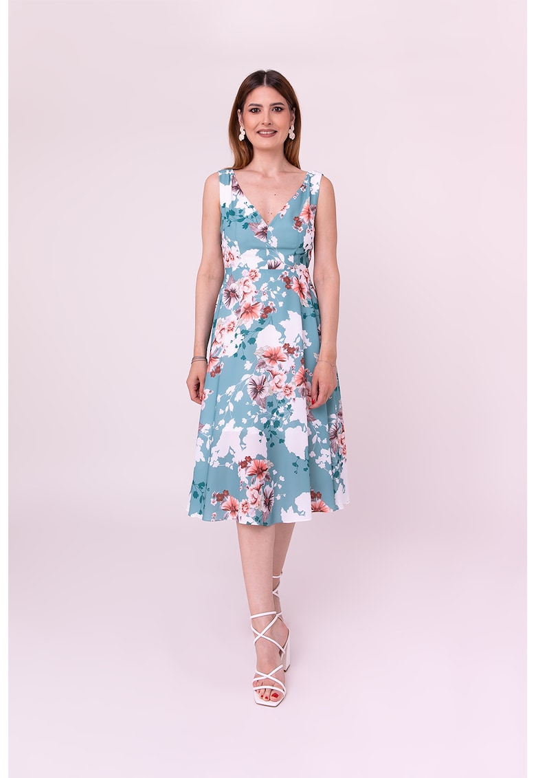 Миди рокля Morning Petals - Бял/Лавандула Ilona Andreoiu