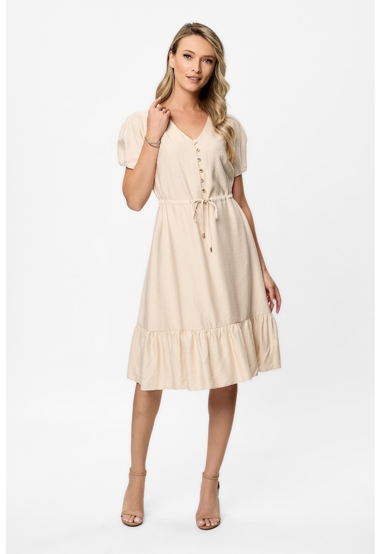 Миди рокля Nancy с шпиц - Бежов BAROCCA