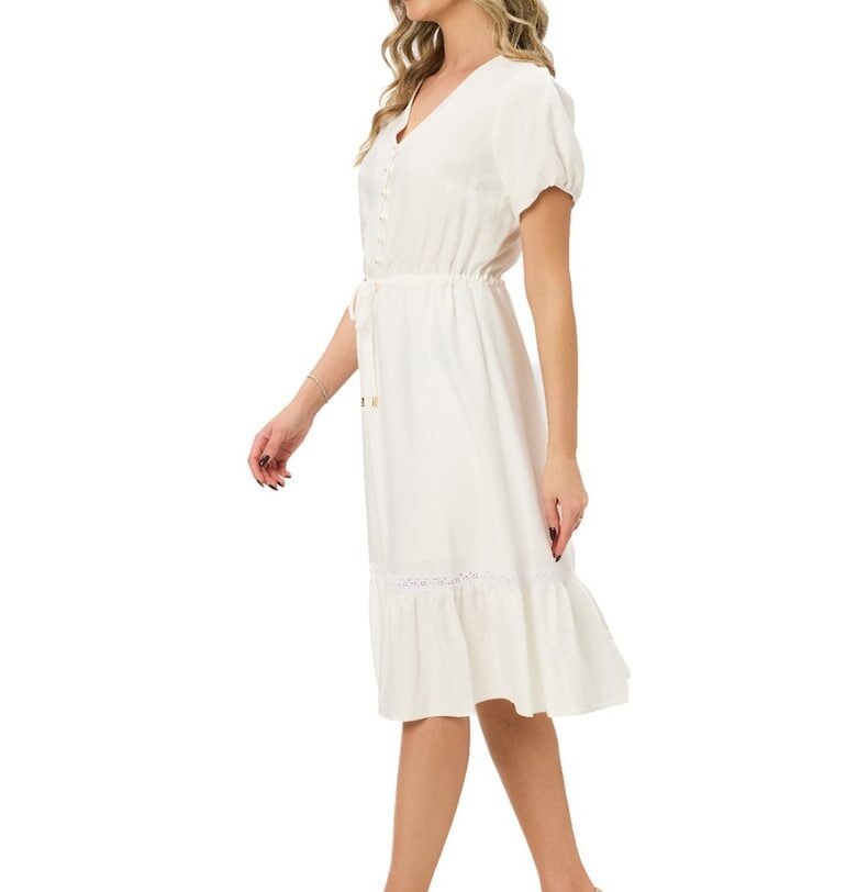 Миди рокля Nancy с шпиц - Бял BAROCCA